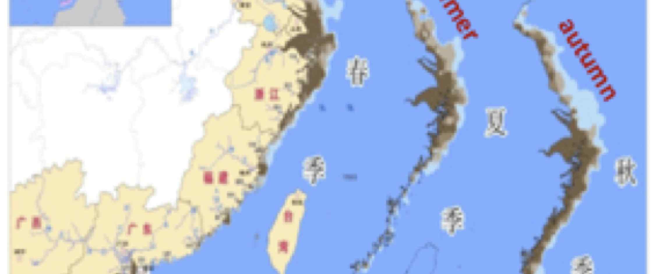 Figure 1. The study area illustrating the strong coast and ocean connection. The seasonal and regional effects of eutrophication are clearly seen