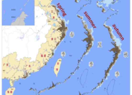 Figure 1. The study area illustrating the strong coast and ocean connection. The seasonal and regional effects of eutrophication are clearly seen